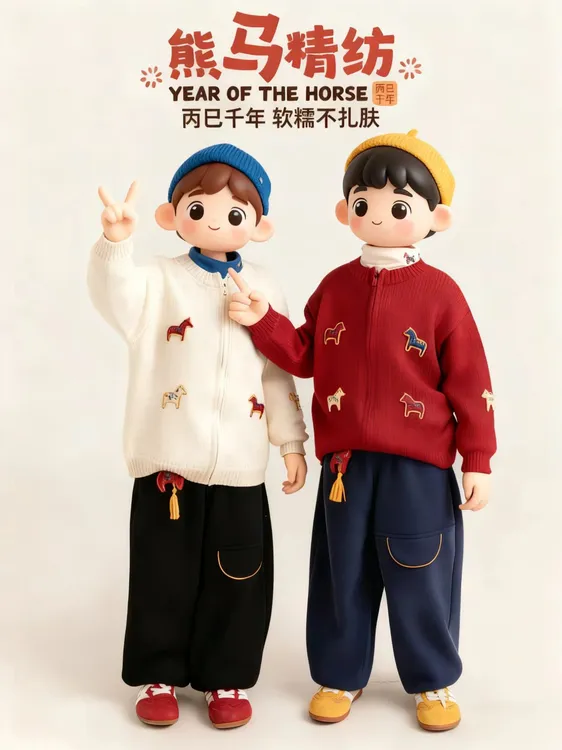 新款儿童加厚加德绒拜年服毛衣外套男女宝宝过年新衣保暖拉链衫