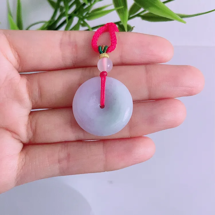 天然翡翠A货精美淡紫平安扣吊坠