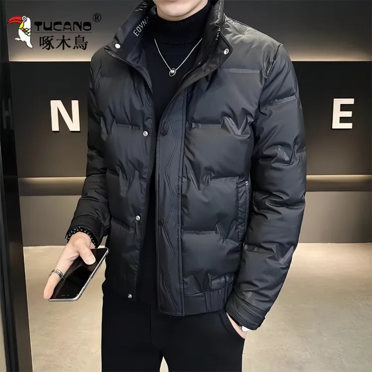 啄木鳥冬季新款休闲百搭立领羽绒服男士时尚韩版加厚保暖长袖外套