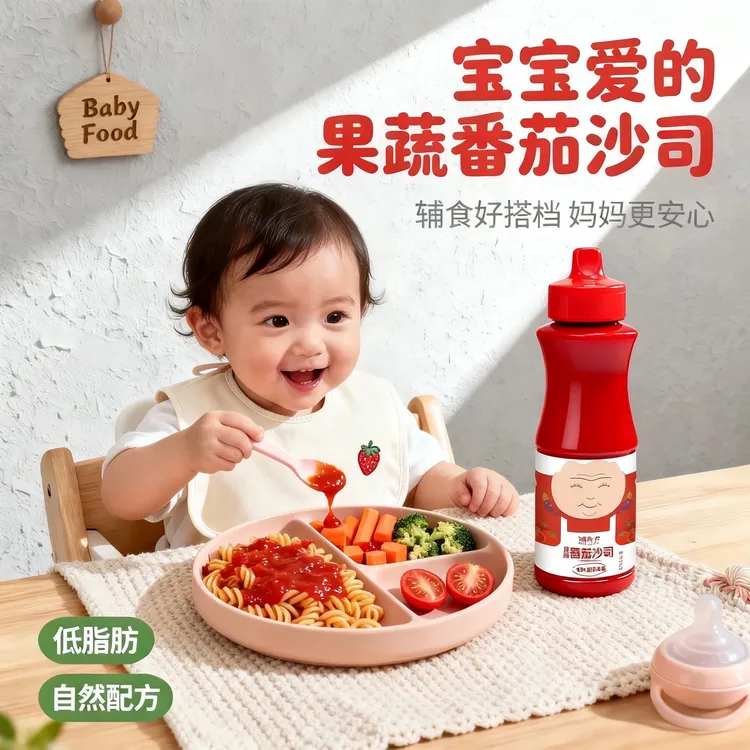 洞野君6大果蔬汁番茄沙司低脂酸甜意面披萨酱番茄炒蛋炖菜家庭装