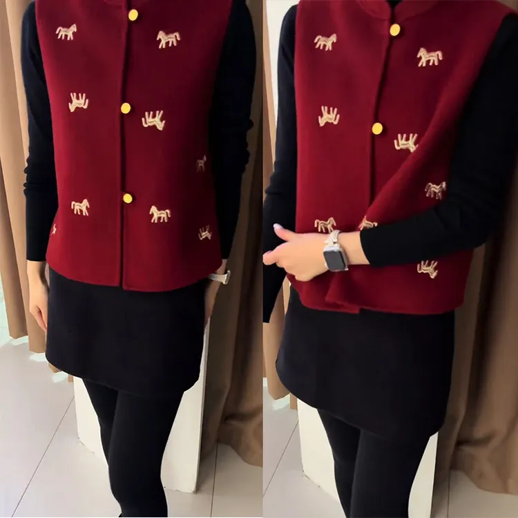 韩系氛围感穿搭2026早春新款新春过年红色马甲套里气质百搭马夹女