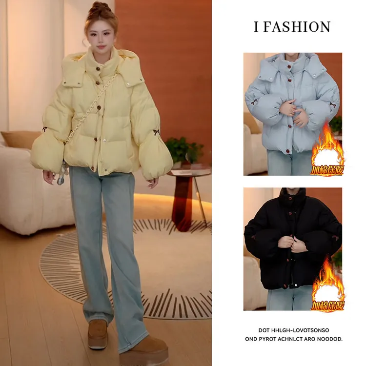 时尚潮流设计感长袖棉服女2025年冬季新款加厚保暖百搭开衫面包服