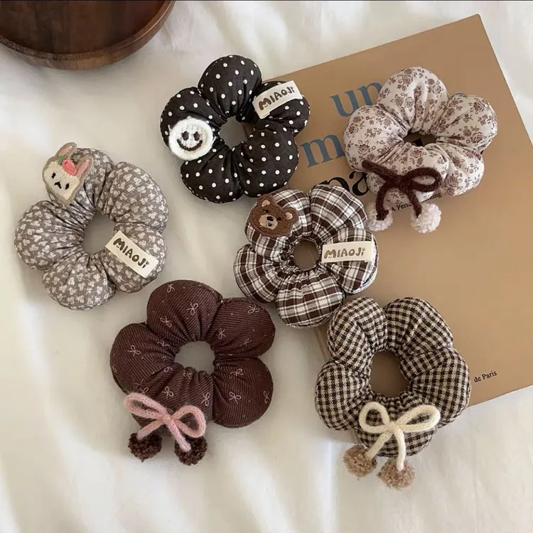 韩版可爱甜美花朵头绳女童发圈儿童蝴蝶结丸子头发大肠小女孩发饰