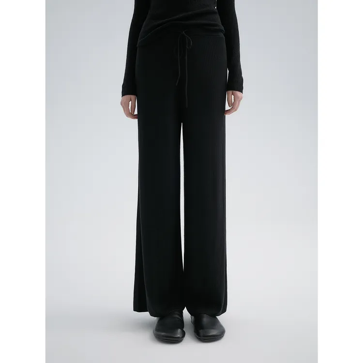 华吉言/HUAJIYAN【懒懒裤】绵羊毛混纺舒适百搭松紧腰直筒休闲裤