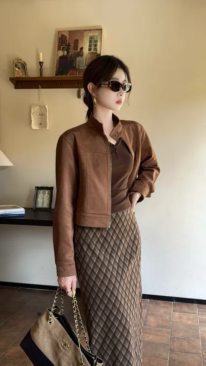 EIA一尧【巴恩美学】美式复古巴恩风仿麂皮绒外套高级百搭ins夹克秋