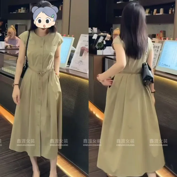 2025夏季新款时尚显瘦气质女士网红洋气连衣裙百搭款D9336
