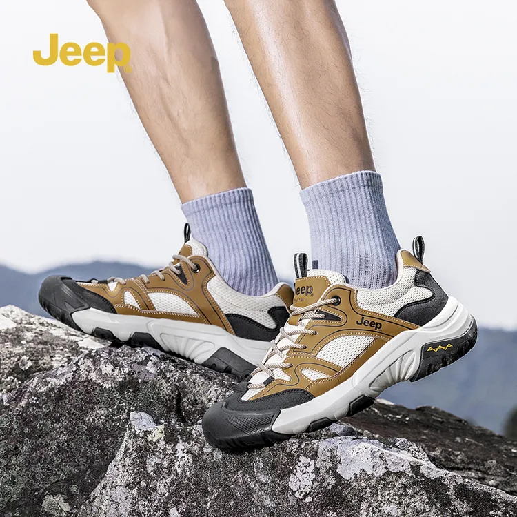 jeep吉普男鞋2025新款夏季透气网面运动鞋休闲鞋户外防滑登山鞋男