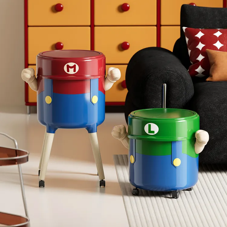 橱明星家用卡通垃圾桶新款厨房免弯腰高脚卫生桶客厅大容量高颜值