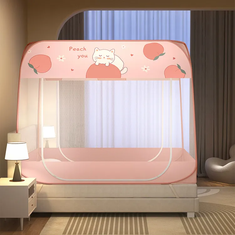 蚊帐加密室内折叠免安装家用宿舍床双门全包防摔帐篷一体式蒙古包