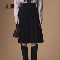 *TeenieWeenie小熊半身裙女装25秋季新气质中长百褶裙TTWH254TW5A