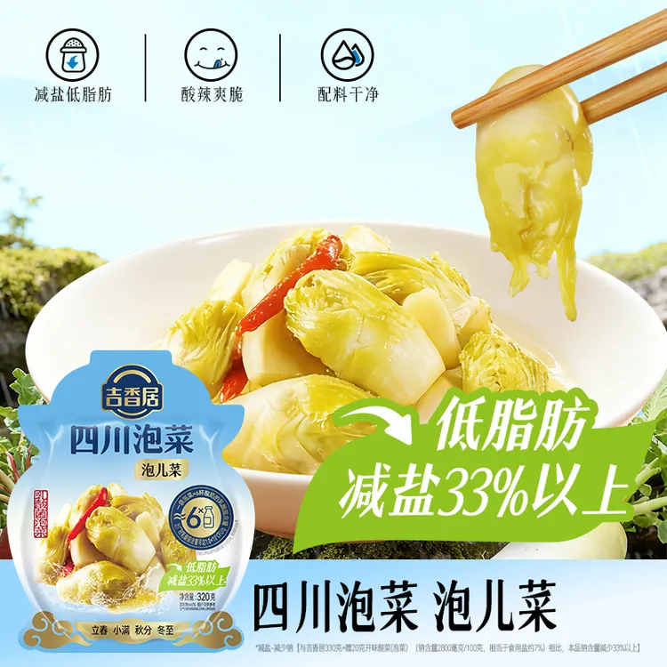【配料表干净】吉香居泡儿菜正宗四川泡菜脆嫩开味下饭菜咸菜即食商品图