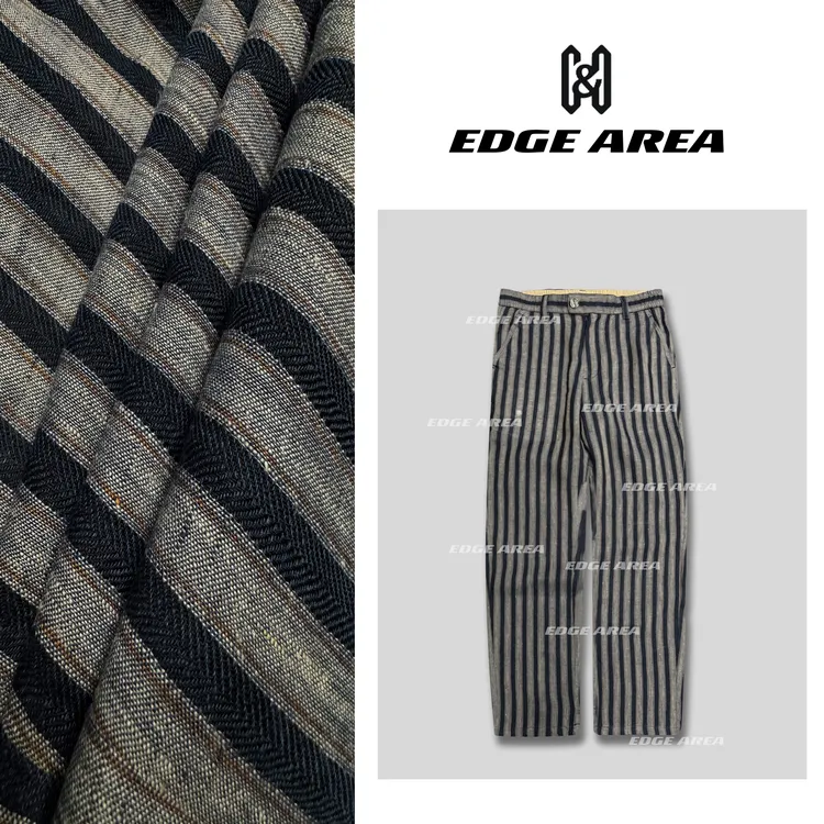 【EDGE AREA】品牌正品面料 新高贵100%麻松弛感老钱撞色条纹888-37