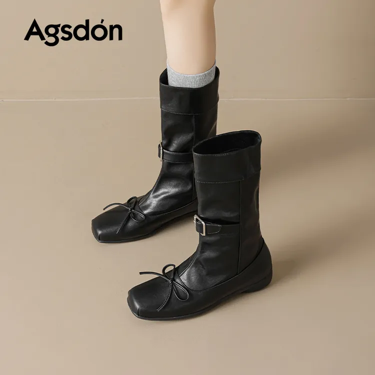 /奥古狮登厚底马丁短靴女2025新款秋冬季英伦风黑色百搭西部靴子Q