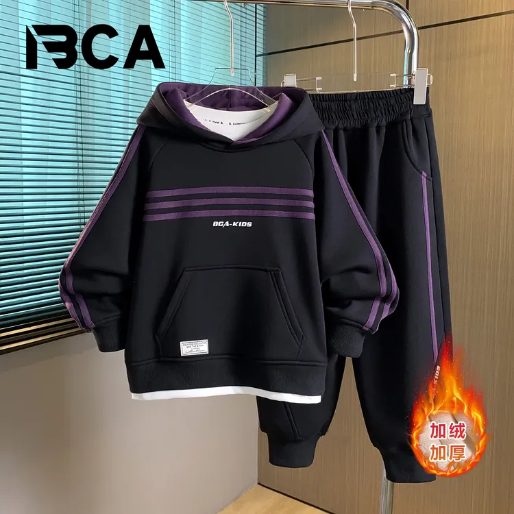 BCA男童中大童青少年冬季加绒保暖休闲套装DF-套装3768