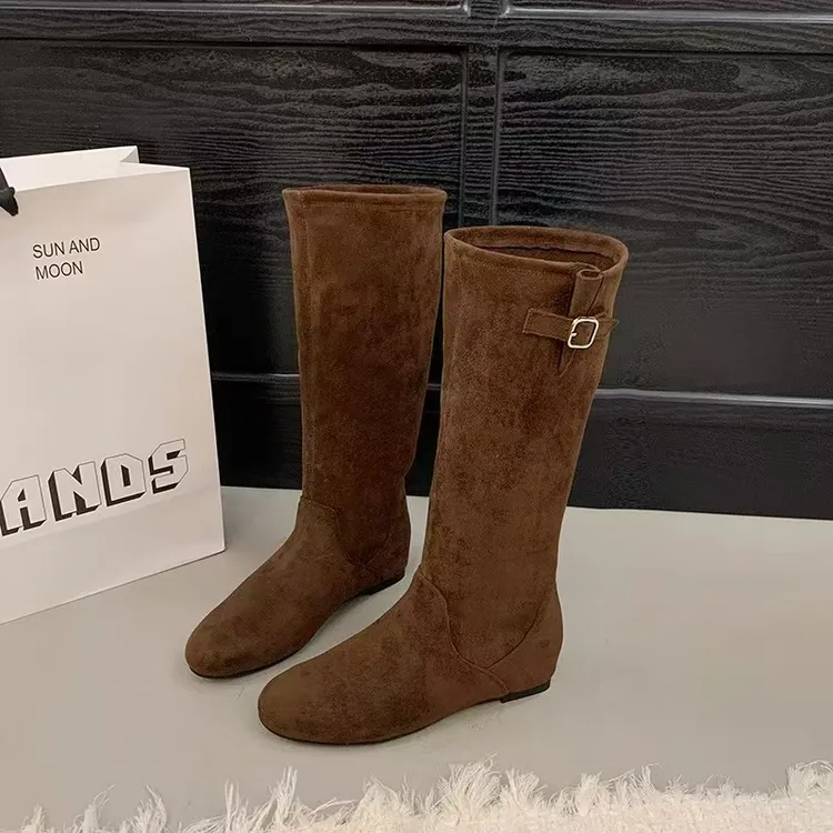时装靴绒面女靴尖头瘦瘦靴女鞋高筒靴时尚
