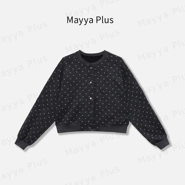 【圆趣】Mayya Plus麦芽定制气质显瘦流光风针织棒球服外套32546718