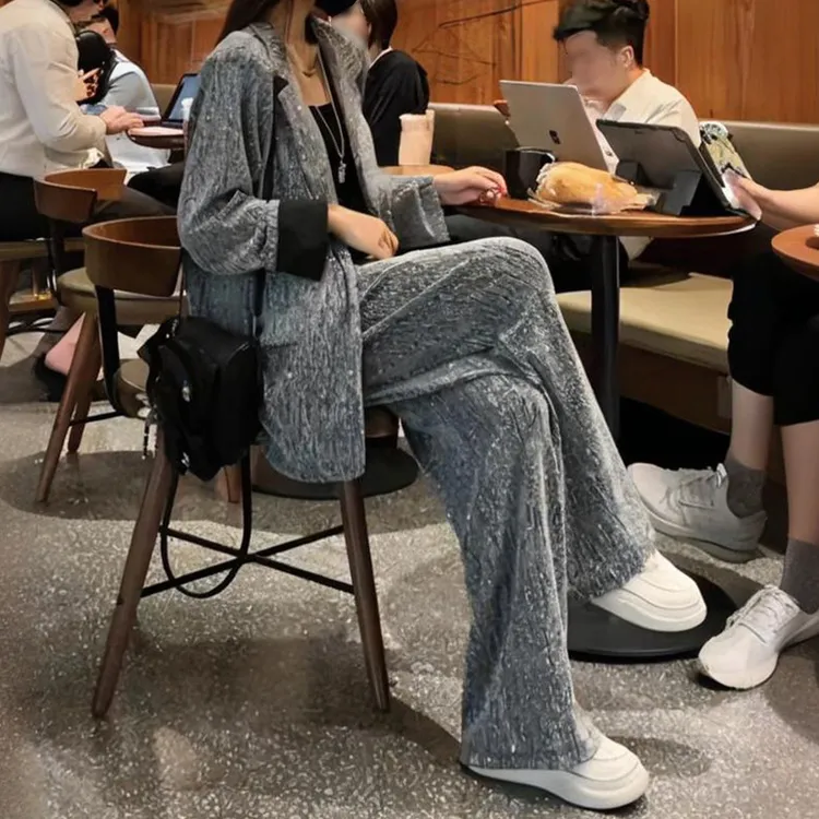 美式复古重工满天星烫钻气质外套女2025早秋新款高级感上衣套装潮