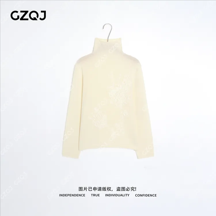 老琴私服【浮影织梦】绵羊毛山羊绒时尚刺绣毛针织衫女冬新款  9380