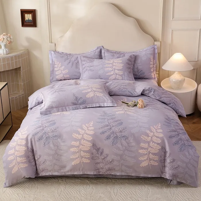 新款加厚床上四件套纯斜纹棉磨毛被套亲肤简约印花双人床单被罩