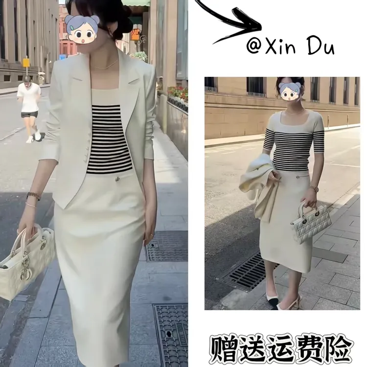 2025秋季新款时尚显瘦气质女士网红洋气两件套百搭款D23098