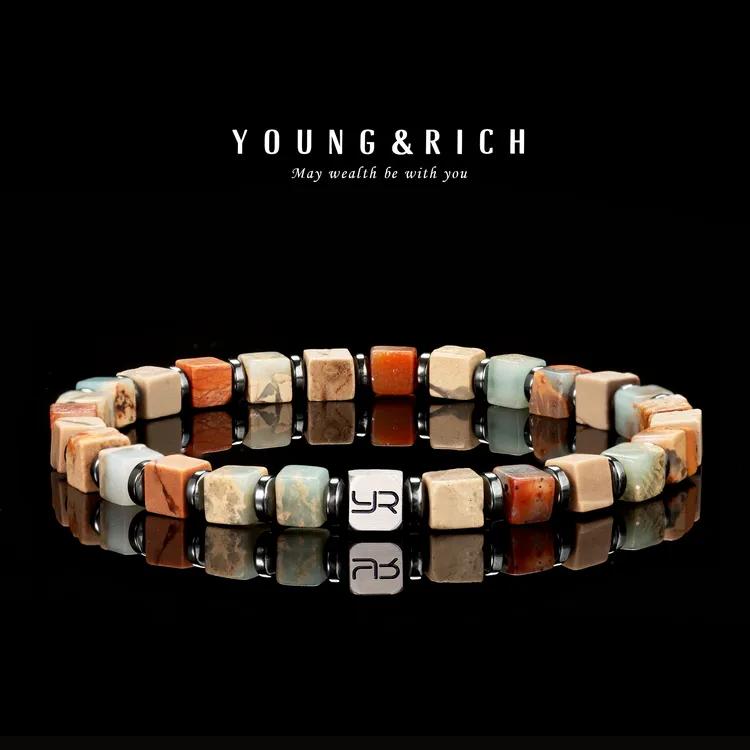 YOUNG&RICH天然寿山石4mm复古个性时尚配饰小众手串波西米亚风