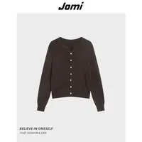 JOMI早秋彩点针织开衫女短款外搭显瘦通勤多色上衣
