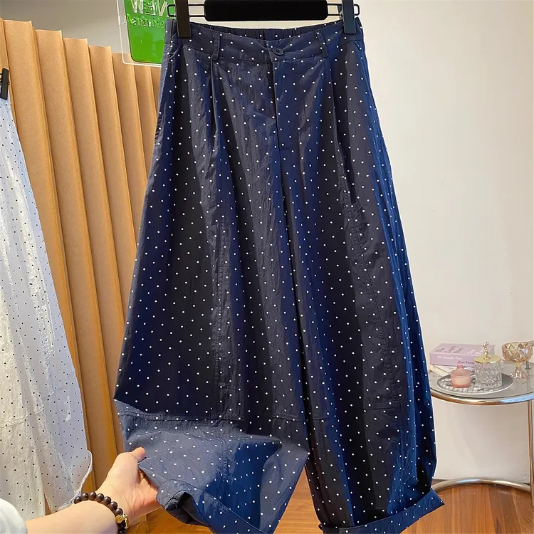超好看波点休闲裤女夏薄款2025新款宽松百搭洋气漂亮舒适九分裤子