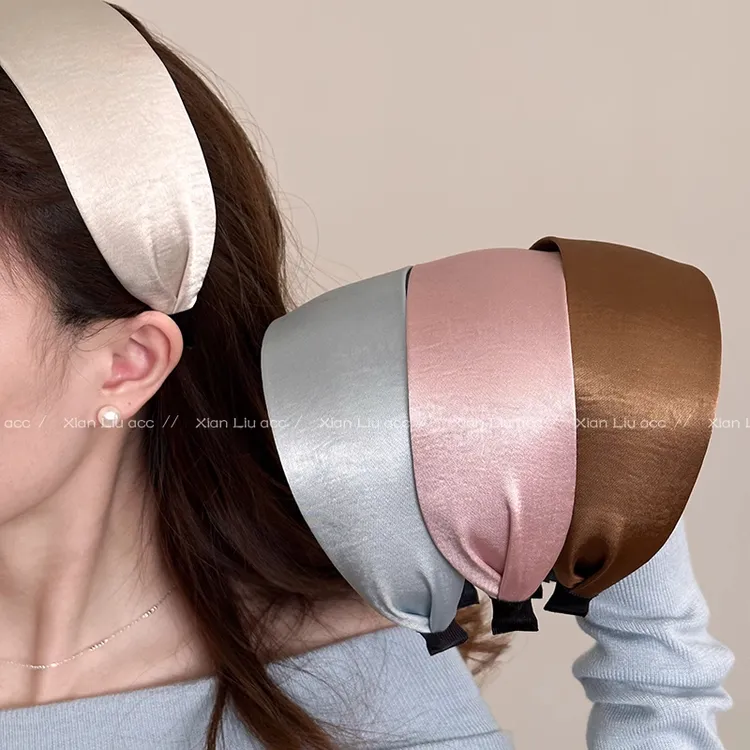 缎面纯色宽边发箍女2025新款压发洗脸发卡高级感时尚洋气头箍发饰