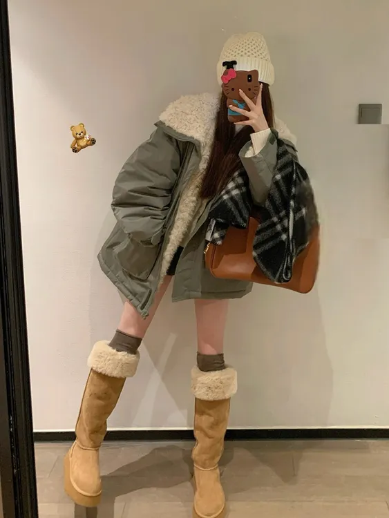 2025年新款冬季加厚派克棉服女工装加绒棉衣中长款小个子棉袄外套