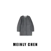 【MEINLY  CHEN】【灰驼外套】高端设计师款经典中长毛呢外套8250397