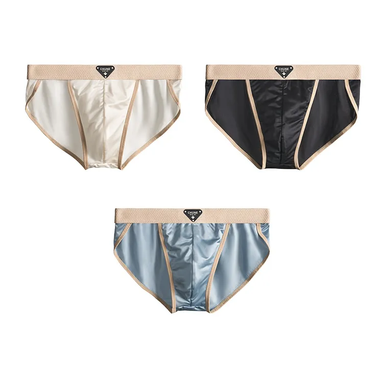 男士内裤夏季冰丝高叉中腰三角内裤时尚潮流运动面膜青少年三角裤