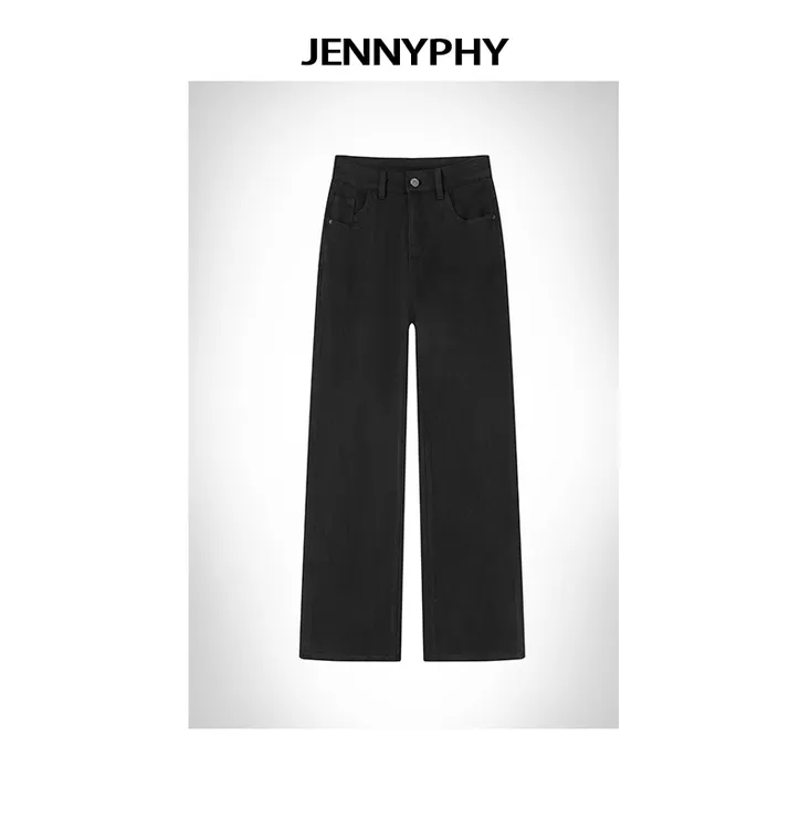 【JENNYPHY】纯黑简单百搭款四面弹窄版直筒裤#7231