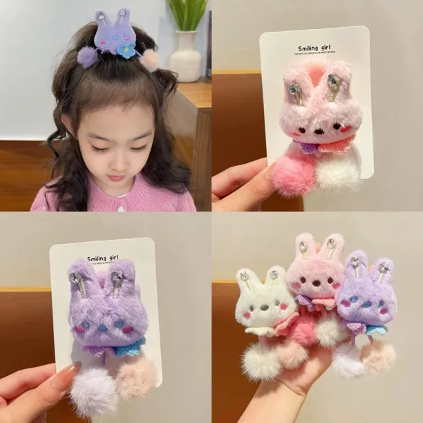 甜美卡通兔子毛绒发圈秋冬新款头绳女生2025新款橡皮筋发绳头饰