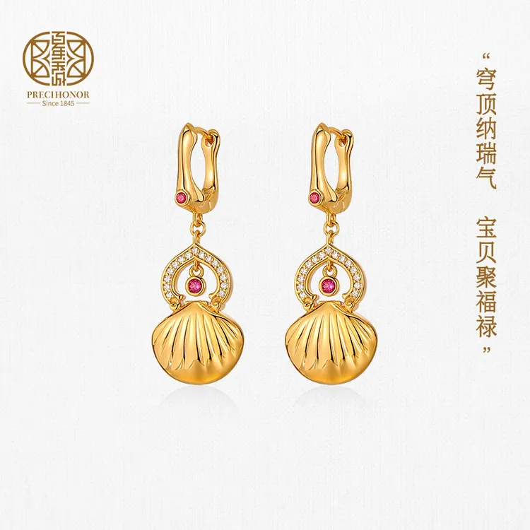 百年宝诚 925银耳饰 宝贝葫芦耳环气质国风小众原创设计高级感