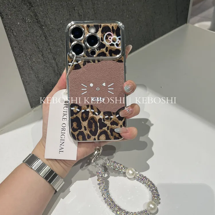 电镀大视窗豹纹表情kt适用苹果vivo华为oppo小米iPhone17手机壳软