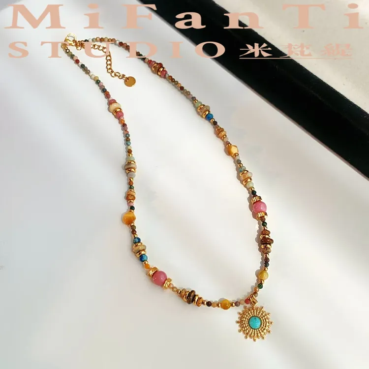 米梵缇 钛钢项链 法式复古梦境太阳设计感精致颈链女