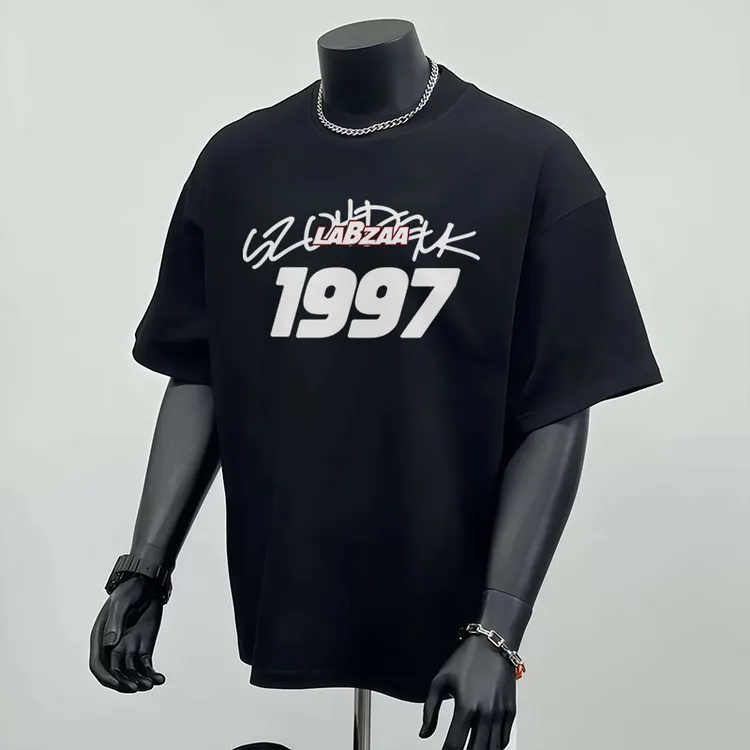 短袖t恤男纯棉夏季新款美式潮牌宽松体恤高街复古黑色青少年半袖