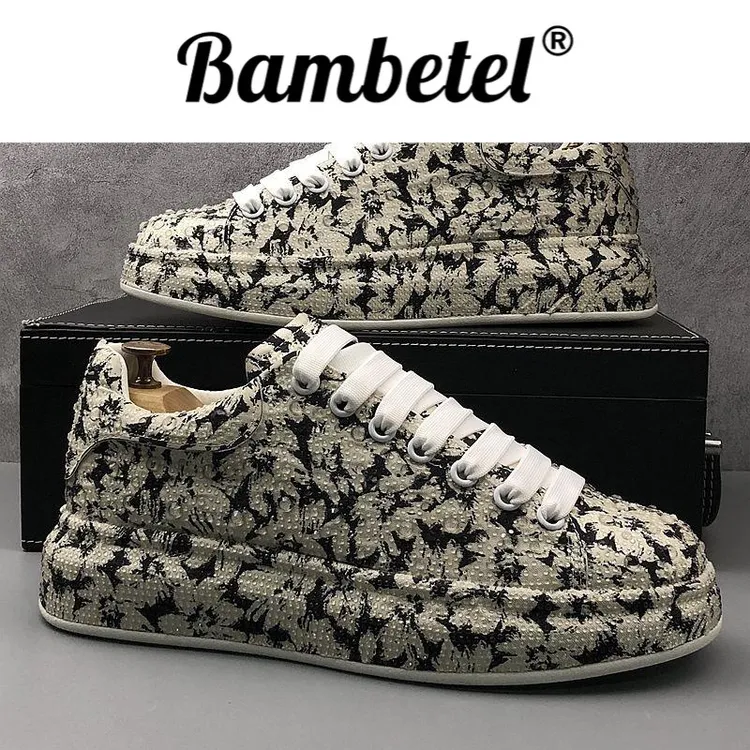 Bambetel鞋子男鞋厚底板鞋年新款透气烫钻鞋子男士潮鞋内增