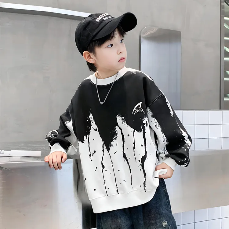 男童春装潮牌卫衣扎染2025新款儿童韩版上衣长袖宽松春秋款时髦帅