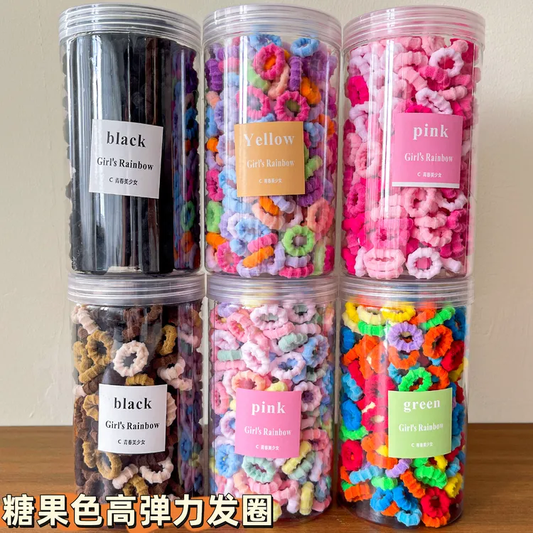 【高弹力发圈】儿童螺纹拇指圈头绳糖果色小宝宝皮筋不伤发发绳头