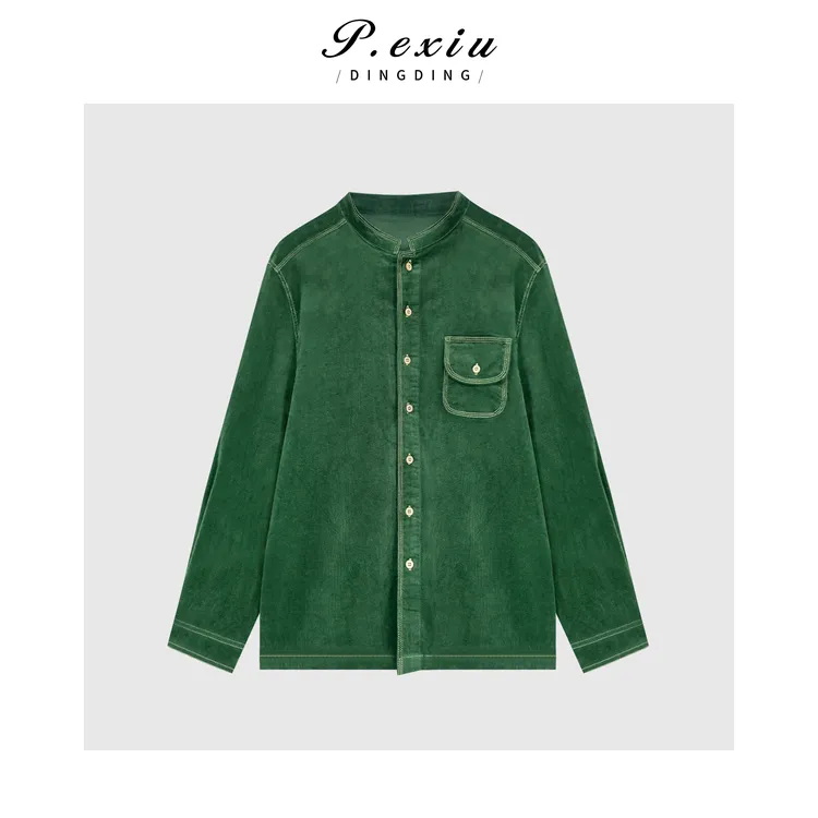 灯芯绒慵懒松弛感明线设计宽松长袖衬衫 M9127