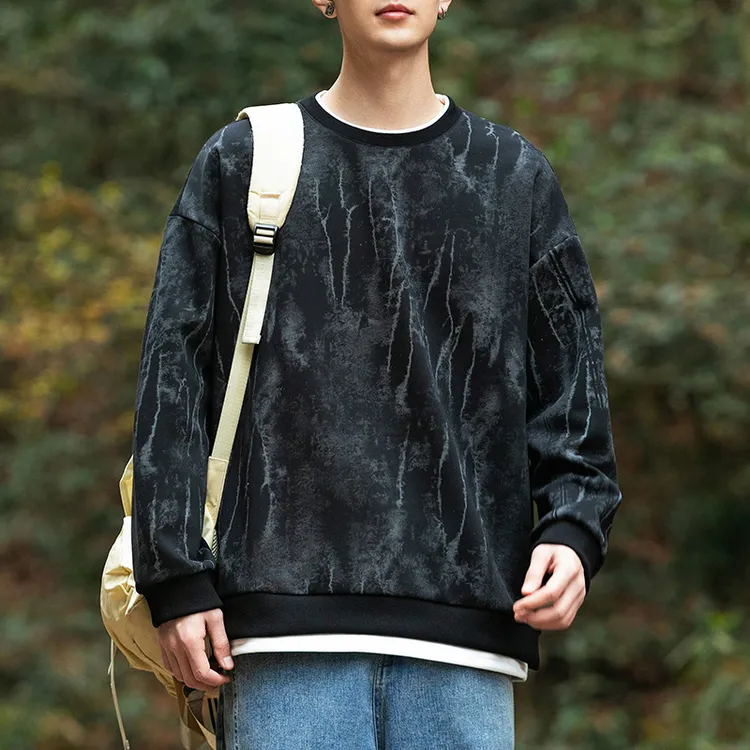 男女美式潮流则印花休闲卫衣秋季复古假两男士山东男士短款卫衣