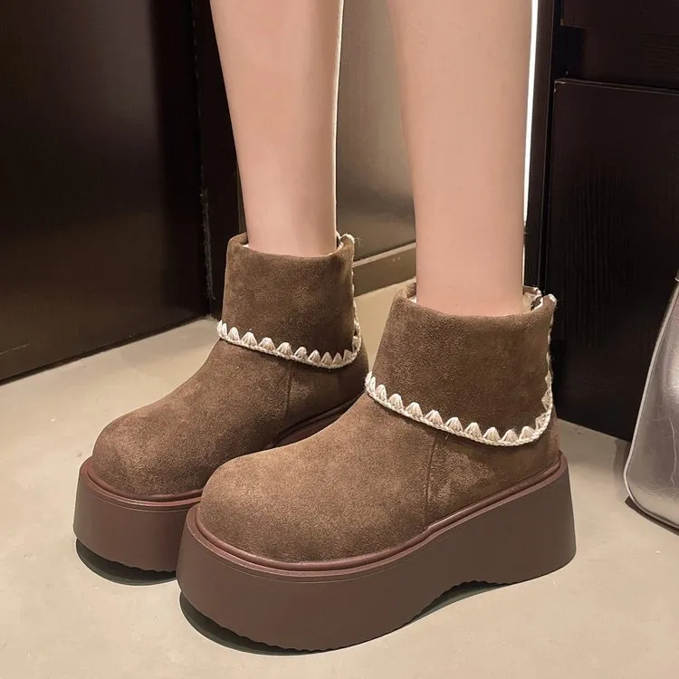 复古厚底增高小个子马丁靴女2025秋冬季新款时尚百搭显瘦短靴子女