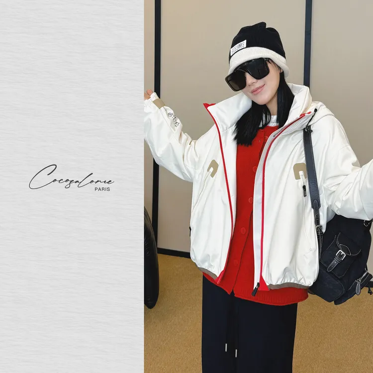 韩彬彬"探索者"90鹅绒秋冬必备三防连帽撞色百搭羽绒服2389-5