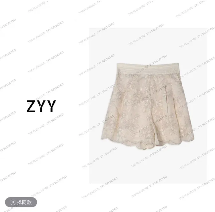 ZYY【蕾丝柔梦】2025S/S新品花边减龄修身显瘦短裤X25XDK00986