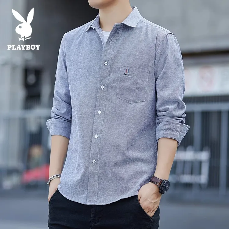 PLAYBOY/花花公子男士长袖衬衫时尚新款潮流帅气商务休闲百搭衬衣