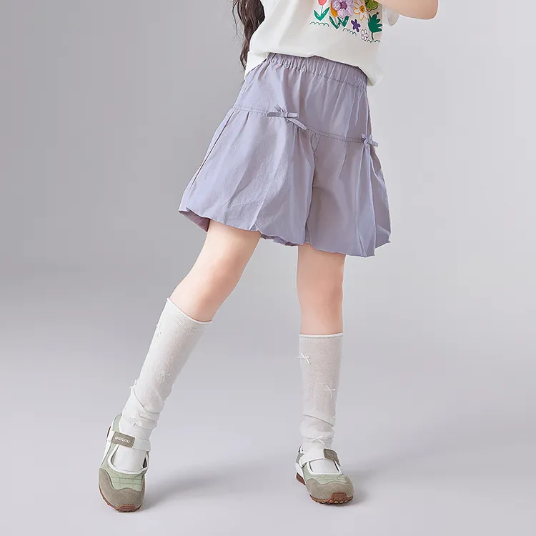 笛莎女童夏季休闲欧若风花苞裙裤纯色半身裙运动百搭-7M252U409