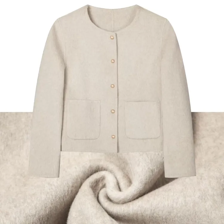 2025秋冬新款小香风双面呢羊毛大衣小个子女短款洋气