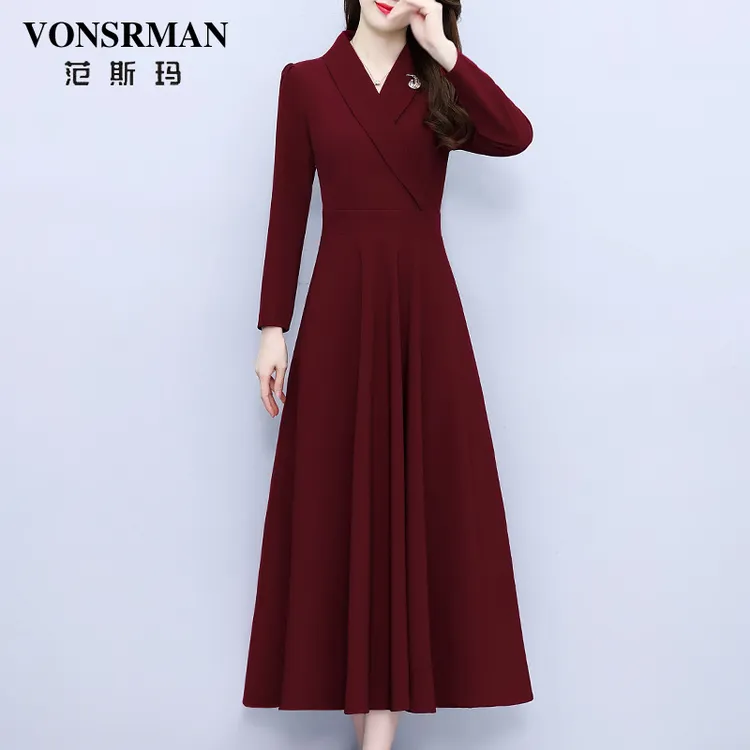 VONSRMAN收腰连衣裙女2025新款秋季时尚名媛高端女神范气质高级感