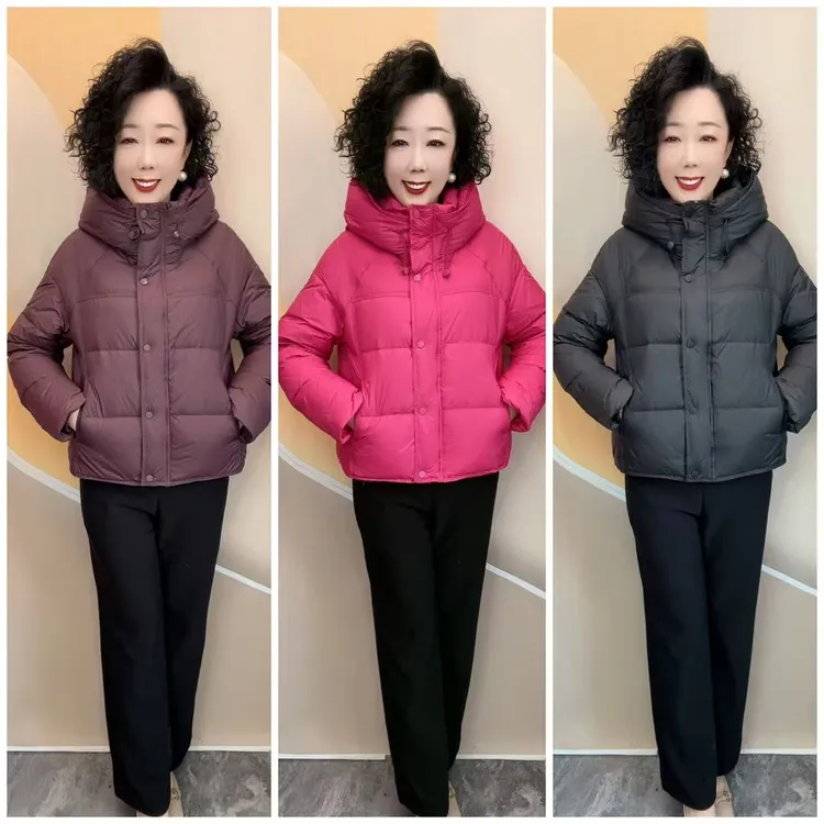 812冬优雅妈妈时尚宽松大码爆款休闲时尚羽绒服，63/64衣长